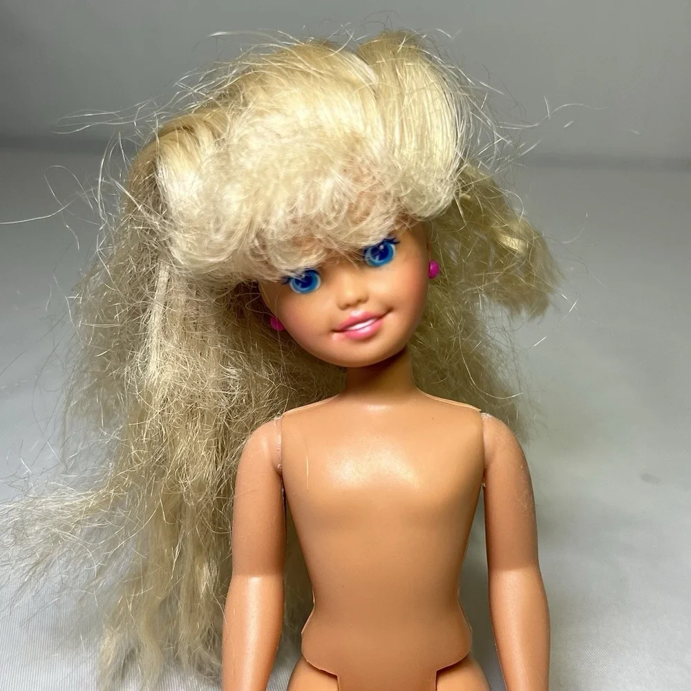Vintage 1991 Barbie Stacie Littlest Sisters Doll Crimped Hair Bangs Pink Earring